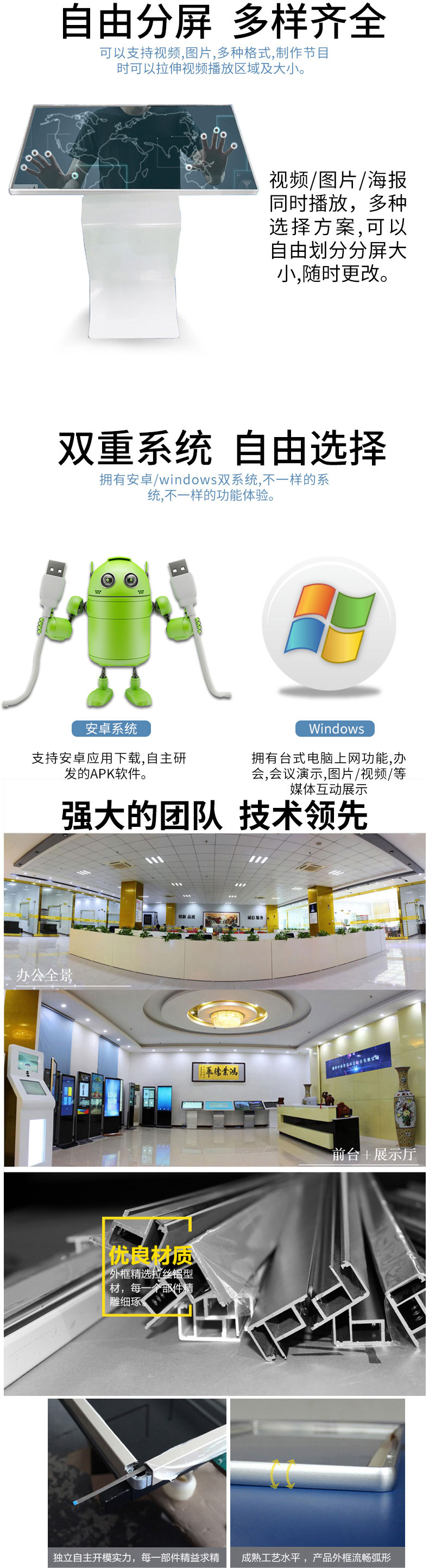 提供自由分屏以及系統化定制服務 提供自由分屏以及系統化定制服務